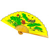 Bamboo fan with fabric "Mandarin ducks in lotuses on a yellow background" (50cm)