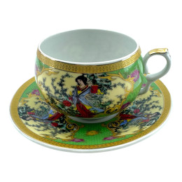 Porcelain cup and saucer (210 ml) (ACS129-3) "Oriental Grace" (h-6 cm, d-cup - 9 cm, d-saucer - 14 cm)