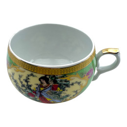 Porcelain cup and saucer (210 ml) (ACS129-3) "Oriental Grace" (h-6 cm, d-cup - 9 cm, d-saucer - 14 cm)
