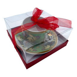 Porcelain cup and saucer (210 ml) (ACS129-3) "Oriental Grace" (h-6 cm, d-cup - 9 cm, d-saucer - 14 cm)