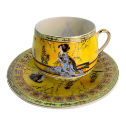 Porcelain set (SCS141-4) 1 cup + 1 saucer "Yellow" (110 ml) (h-5.2 cm, d-5.3 cm, saucer d-11 cm)