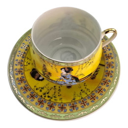 Porcelain set (SCS141-4) 1 cup + 1 saucer "Yellow" (110 ml) (h-5.2 cm, d-5.3 cm, saucer d-11 cm)