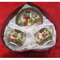 Сервіз порцеляна (2SCS126) 2 чашки +2 блюдця "Гейша" (110 мл)(h-5,2см, d-5,3см, блюдце d-11см)