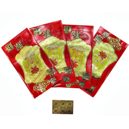 Конверт для денег красный "Птицы Рыбы" (6 шт/уп)(17,5х9 см)