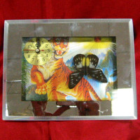 butterfly*clock in a glass frame