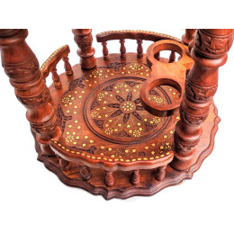 Table serving round rosewood (55x50x76 cm)