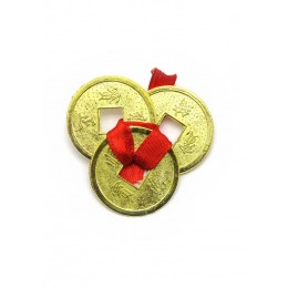 Монеты (3шт)(2.5 см) в кошелек золотые красная ленточка (100 шт/уп)
