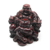 Hotei on the throne brown stone chips (11x11x11.5 cm)