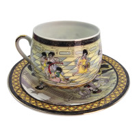 Сервиз фарфор (SCS78) 1 чашка+1 блюдце "Танцовщицы" (110 мл)(h-5,2см, d-5,3см,блюдце d-11см)