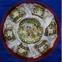 Сервиз круглый фарфор (110 мл)(6SCS75) 6 чашек+ 6 блюдец "Коричневый"(h-5,5см, d-5см,d блюдца 11 см)