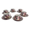 Round porcelain set (110 ml) (6SCS114) 6 cups + 6 saucers "Purple" (h-5.5 cm, d-5 cm, saucer d 11 cm