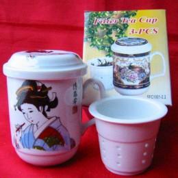 Tea cup with sieve (230ml.)(SFC41) "Geisha" (h-11cm, d-6.5cm)