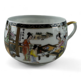 Markdown Cup + saucer porcelain (210 ml) (ACS76) "Painting" (h-6cm, d-cup - 8cm, d-saucer - 14cm)