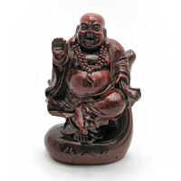 Hotei on a bag of stone chips brown (13.5x9x7.5 cm)