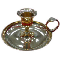 Подсвечник бронзовый с  ручкой (3")