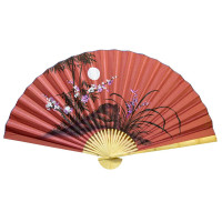 Wall fan "Sakura with bamboo on a red background" fabric (90 cm)