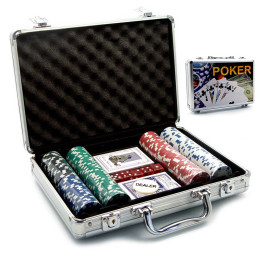 Poker set in a case (2 decks of cards +200 chips) (30x21x7 cm) (chip weight 4 gr. d-39 mm)