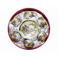 Round porcelain service (110 ml)(6SCS95) 6 cups + 6 saucers 