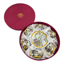 Сервіз круглий порцеляна (110 мл) (6SCS95) 6 чашок + 6 блюдець "Пейзаж" (h-5,5см, d-5см, d блюдця 11 см)