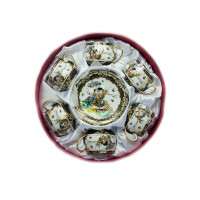 Сервиз круглый фарфор (110 мл)(6SCS1001.2-11)6 чашек+ 6 блюдец"Девушка"(h-5,5см, d-5см,d блюдца 11см