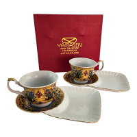Porcelain set (170 ml) (2C1007-4) 2 cups + 2 saucers "Dragons" (h-6.5 cm, d-8.5 cm, saucer 21x12 cm)