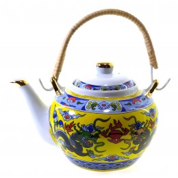 Чайник фарфор с бамбуковой ручкой (750мл.)(TPR1007-6) "Драконы"