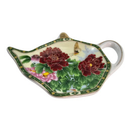 Tea bag holder (11.5 cm) "Peonies with a Butterfly"
