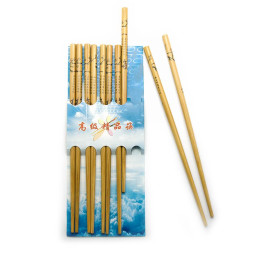 Палочки для еды бамбуковые с рисунком "Иероглифы" (5 пар) (23х9,5х1 см)