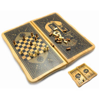 Backgammon with bamboo chess "Baku" (33.5x17.5x4.5 cm)
