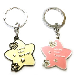 Брелоки для закоханих (Q) "Зірочки" біло-рожеві