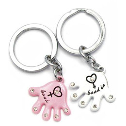 Брелоки для закоханих (Q) "Руки" біло-рожеві