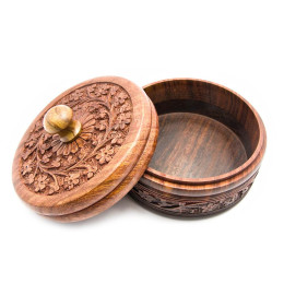 Шкатулка кругла рожеве дерево (d-13, h-8.5 см)