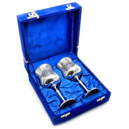 Silver-plated bronze glasses (e.g. 2 pieces) (h-18 cm) (21.7x21.5x9 cm)
