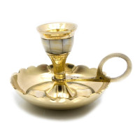 Bronze candlestick with mother-of-pearl (7x10.5x9 cm)