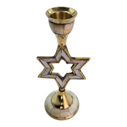 Подсвечник латунный с перламутром "Звезда" (16х6,5х5,6 см)