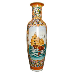 Ceramic vase "Ship with fish and 7 gods of happiness" (132 cm)