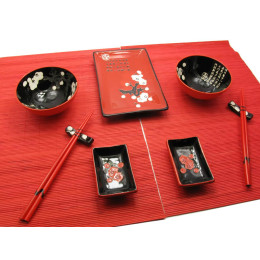 Сервиз для суши "Иероглифы с цветами сакуры" (2 персоны)(39х27,5х5,5 см)