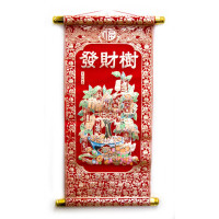 Панно красное "Денежное дерево" (S033  20х40 см)