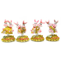 Rabbits couple on a spring (4 pcs / pack) (10x6.5x5.5 cm)