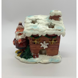 Santa Claus with a house (with backlight) (9.5x10x7cm)