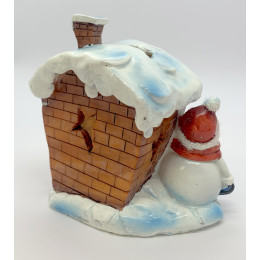 Сніговик з будиночком (з підсвічуванням) (10х9х6 см)