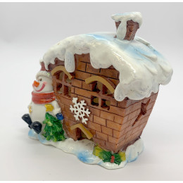 Сніговик з будиночком (з підсвічуванням) (10х9х6 см)
