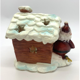 Santa Claus with a house (with backlight) (9.5x10x7cm)