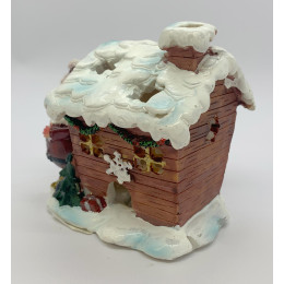 Santa Claus with a house (with backlight) (9.5x10x7cm)