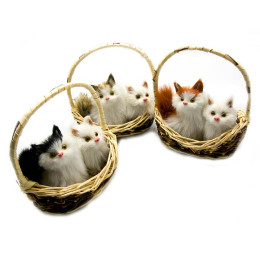 Кошки в лукошке (мяукают)(15х13х9 см)