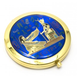 Зеркальце косметическое "Египет"  золото (d-7 см)(в коробке + чехольчик)