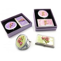 Gift set mirror with business card holder (15.5x12.5x3.5 cm)