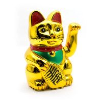 Maneki-neko cat waving its paw (14.5 x 9.5 x 9 cm)