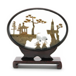 Cork sculpture oriental art (17x15x5)