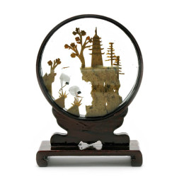 Cork sculpture oriental art (17x15x5)